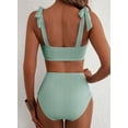thumbnail image 3 of SHEWIN Bikinis for Women 2 Piece Striped Adjustable Tie Shoulder Swimsuits High Waisted Quick Dry Soft Bathing Suits Slimming Beach Swimwear, 3 of 8