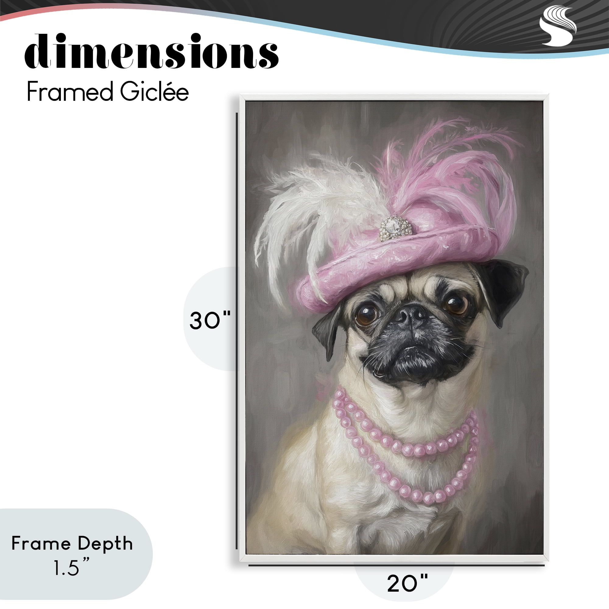 Stupell Industries Lady Pug Portrait White Framed Giclee Art, design by Tina LeCour
