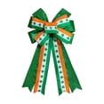 thumbnail image 2 of QuanTara Large St. Patrick's Day Decorative Bow, 19.7"x11.81" Wreath & Tree Topper Ribbon with Shamrock Print for Front Door, Indoor Outdoor Wall, Party Supplies, Green & White Nylon, 2 of 6