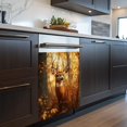 thumbnail image 3 of Dishwasher Magnet Cover Sticker Forest Deer Pattern Magnetic Refrigerator Panel Front Door Fridge Microwave Decal 23W x 26H inchs, 3 of 6