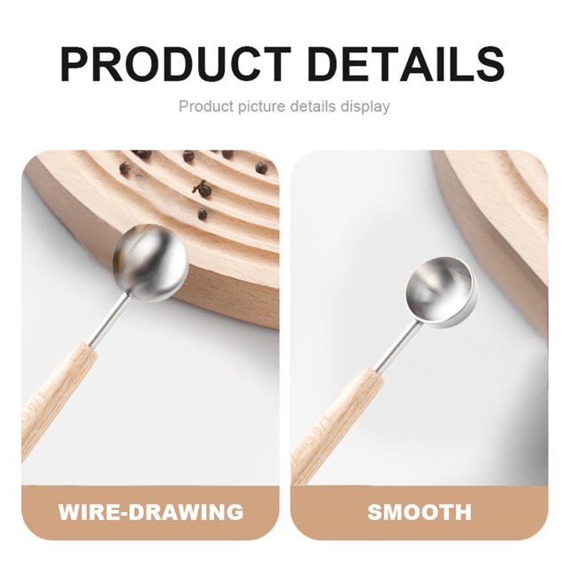 Stainless Steel Measuring Spoon Stainless Steel Wooden Handle Coffee Measuring Spoon Tea Spoon Baking Scale Measuring Spoon Milk Powder Auxiliary Food Spoon Seasoning Measuring Spoon Kitchen Gadgets