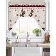 thumbnail image 2 of Red Christmas Elk Kitchen Curtains Swag Valance for Windows/Bathroom/Cafe, Xmas Snowflake Botanical Berry Rod Pocket Drape Panel Swag Curtains Valance for Bedroom/Living Room 56"x36", 2 of 6