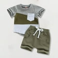 thumbnail image 2 of SWSTBBY Boys Summer Outfit Sets Clothing,Kids sets clothing Clearance,FashionBoys' Casual Short Sleeve Turndown Collar Botton Solid Short Pants Sets, 2 of 3