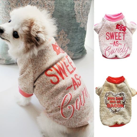Walbest Pet Dog Sweater Letter Print Warm Dog Pajamas Soft Cat Sweater Puppy Clothes Small Dogs Sweater Winter Doggie Sweatshirt