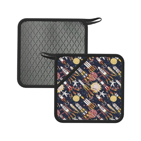 

Sikiie Cartoon Space 1 Pot Holders Kitchen Insulation Mats Heat Resistant Pot-Holder Oven Anti-Scald Pads for Cooking Baking 7.1*7.1inch