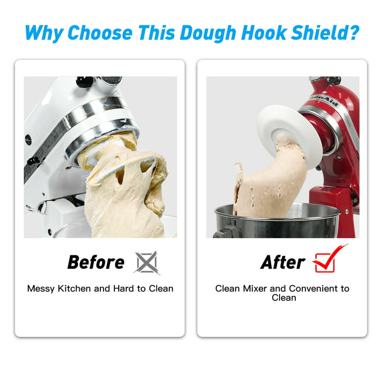 Dough Hook Shield for KitchenAid C Shape Dough Hooks, Mess Free Mixer  Accessory Attachment for KitchenAid(White) 