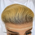 thumbnail image 4 of Toupee for Men 100% European Human Hair Swiss Lace Front Natural Hairline Hair Pieces 0.08mm Thin Skin PU V-looped Men's Hair Replacement System 8x10 Inches #4 Ombre Blonde Color, 4 of 7