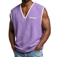 thumbnail image 2 of Ynynloco Men's Waffle Knit Sweater Vest V Neck Regular Fit Knit Sleeveless Pullover Tops, 2 of 7