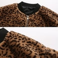 thumbnail image 5 of SBYOJLPB Women's Fashionable Long-Sleeved Leopard Print Bomber Zipper Jacket Casual Top Coffee M, 5 of 6