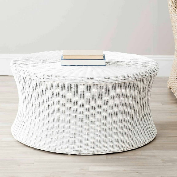 SAFAVIEH Ruxton Solid Bohemian Nautical Round Coffee Table, White