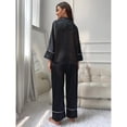 thumbnail image 3 of Pijama Negro para Mujeres Cuello en V Manga Larga 2 Piezas Casual Out, 3 of 7