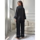 thumbnail image 3 of Pijama Negro para Mujeres Cuello en V Manga Larga 2 Piezas Casual Out, 3 of 7