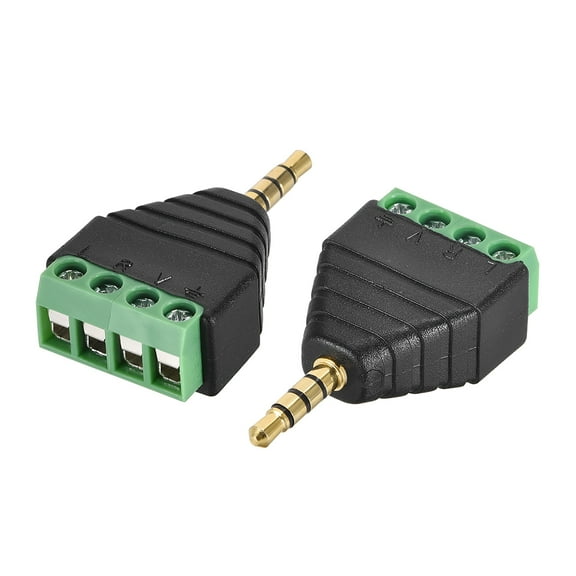 3.5mm 4 Pole Male to AV 4 Screw Terminal Audio Video Connector Adapter for CCTV Security Camera System, 2pcs