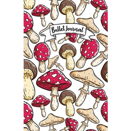 Bullet Journal : Red Mushroom Color Drawing Pattern Cover: Notebook, Bullet Journal Dotted Grid, 100 Pages (5.5? X