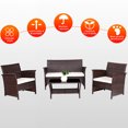 thumbnail image 4 of Costway 4 PCS Outdoor Patio Rattan Furniture Set Wicker Sofa Table Shelf Cushion, 4 of 10