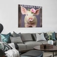 thumbnail image 3 of ARISTURING  Pig Art Pig with Flower Crown Poster Decorative Painting Cute Pig and Lavender Picture Wall Decor Pig Canvas Wall Art Bedroom Home Framed Painting (Wooden frame PIG), 3 of 3