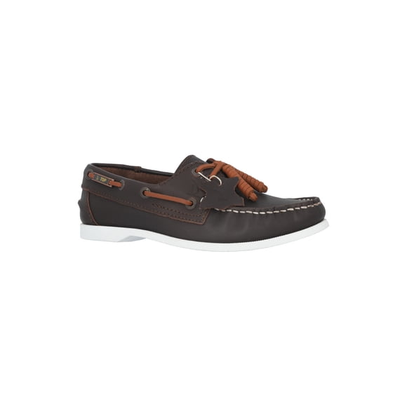 Zapato estilo Top Sailer, piel genuina, náutico, proceso artesanal, color café suela blanca talla 22 Top Sailer Clásico, náutico, casual