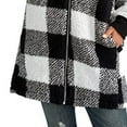 thumbnail image 3 of MORTTIC Women's Plaid Hooded Zip-Up Jacket Long Sleeve Loose Fit Coat with Pockets Winter Warm Wear Black，S, 3 of 11