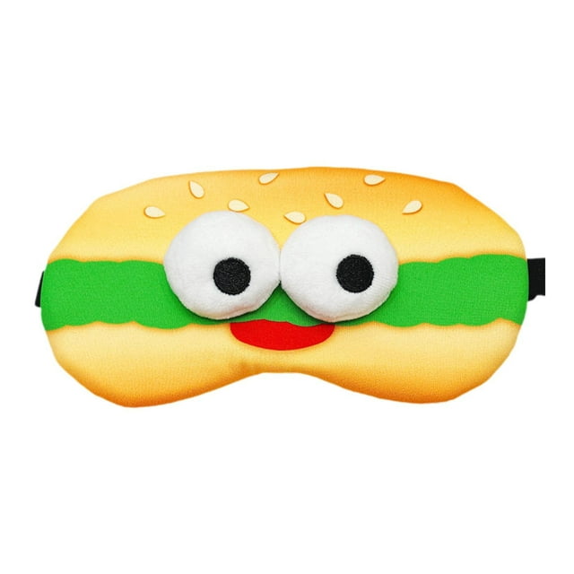 Bunblic Cartoon Kids Eye Blindfold Blocking Light Comfortable Eye Cover Soft Eyeshade Sleeping for Travel Relax Midday Rest Burger pattern