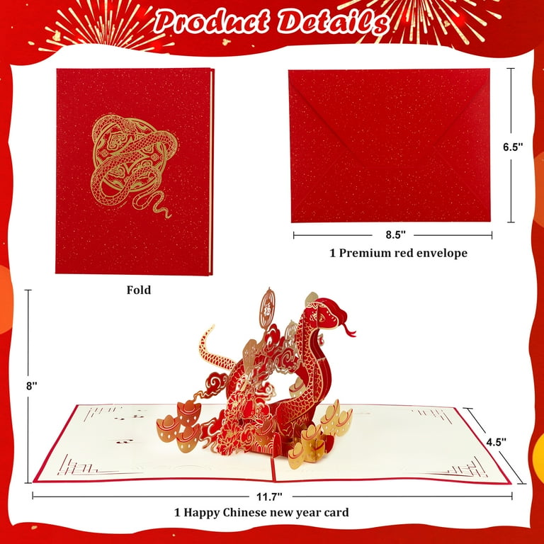 WhatSign Chinese New Years Cards 2025-3D Pop Up Cards Year