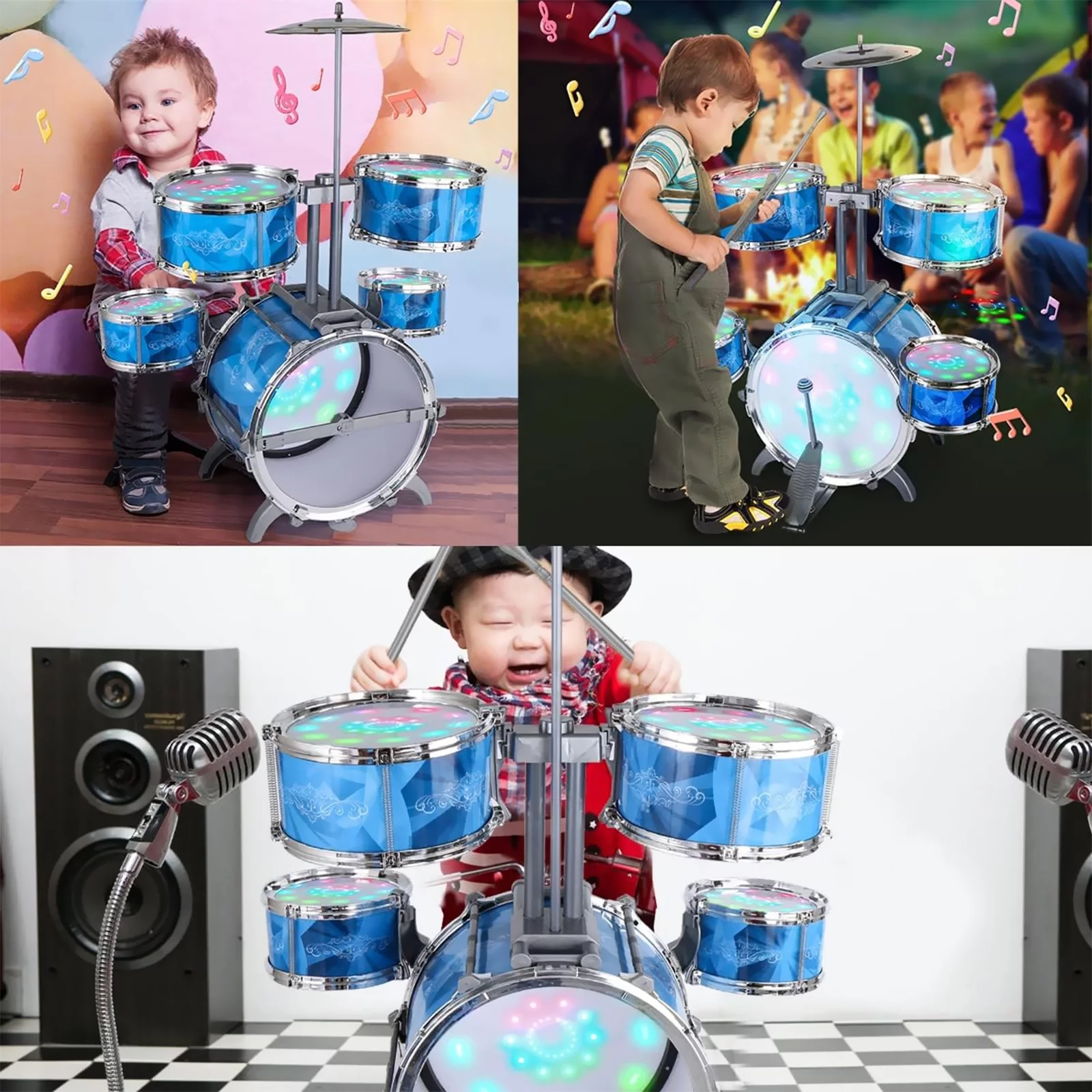 Rirool 15-Piece Toddler Instrument Set with Drumsticks - Perfect Beginner Musical Instruments for Boys Girls Kids Age 3-5