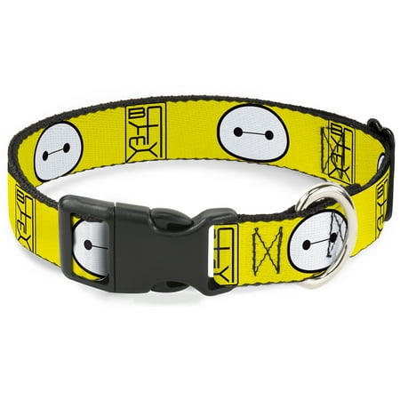 Disney Pet Collar Dog Collar Plastic Buckle Baymax Hanko Face Yellow Black White 9.5 to 14.5 Inches 0.5 Inch Wide