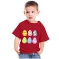 thumbnail image 4 of Zwiiyzr Toddler Baby Boys Girls Summer Clothes Trendy Easter Cute Easter Eggs Print Round Neck Print Short Sleeve Top for 3-14 Years Red, 4 of 4