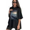 thumbnail image 3 of Plus Size Shirt for Women Oversized Black Tops for Women Short Sleeves Shirt for Women Snowy Winter Field 2 T Shirt Crewneck Shirt for Women M, 3 of 5