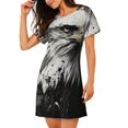 thumbnail image 3 of Lafuoo Ink Style Bald Eagle Pattern Women's Short-sleeved Nightdress, Knee-length Pullover Nightgown, Summer Home Wear-X-Large, 3 of 8