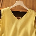 thumbnail image 6 of FRSASU Women's Summer Boho Linen Tank Tops Adjustable Tie Trendy V-Neck Loose Sleeveless Beach Vacation Shirts Yellow, 6 of 8