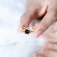 thumbnail image 6 of Rosec Jewels Natural Garnet Flower Engagement Ring (1.7 Carat, AAA Quality) - Bezel Set Garnet Solitaire Ring for Women, 18K Yellow Gold, US 3.00, 6 of 9