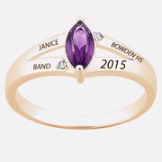 Freestyle, 18K Gold over Sterling Marquise Birthstone & Diamond Class Ring, Personalized, High School or College Graduation