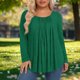 thumbnail image 1 of TaTaai Ladies Plus Size Loose Fit Solid Color Long Sleeve Crew Neck Tops Pleated Detail Casual Soft Comfortable Elegant Blouse For Women Daily All Season Gift, 1 of 5