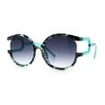 thumbnail image 6 of Womens Unique U Arm Round Exposed Lens Minimal Designer Sunglasses Teal Tortoise - Smoke, 6 of 8