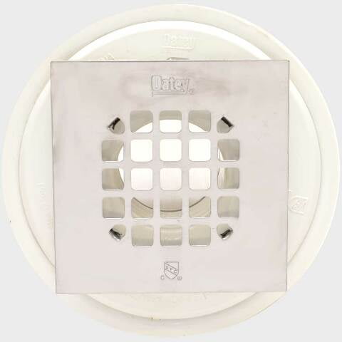 Oatey Boat Shower Drain 42237 | 2 3/4 Inch Square PVC White