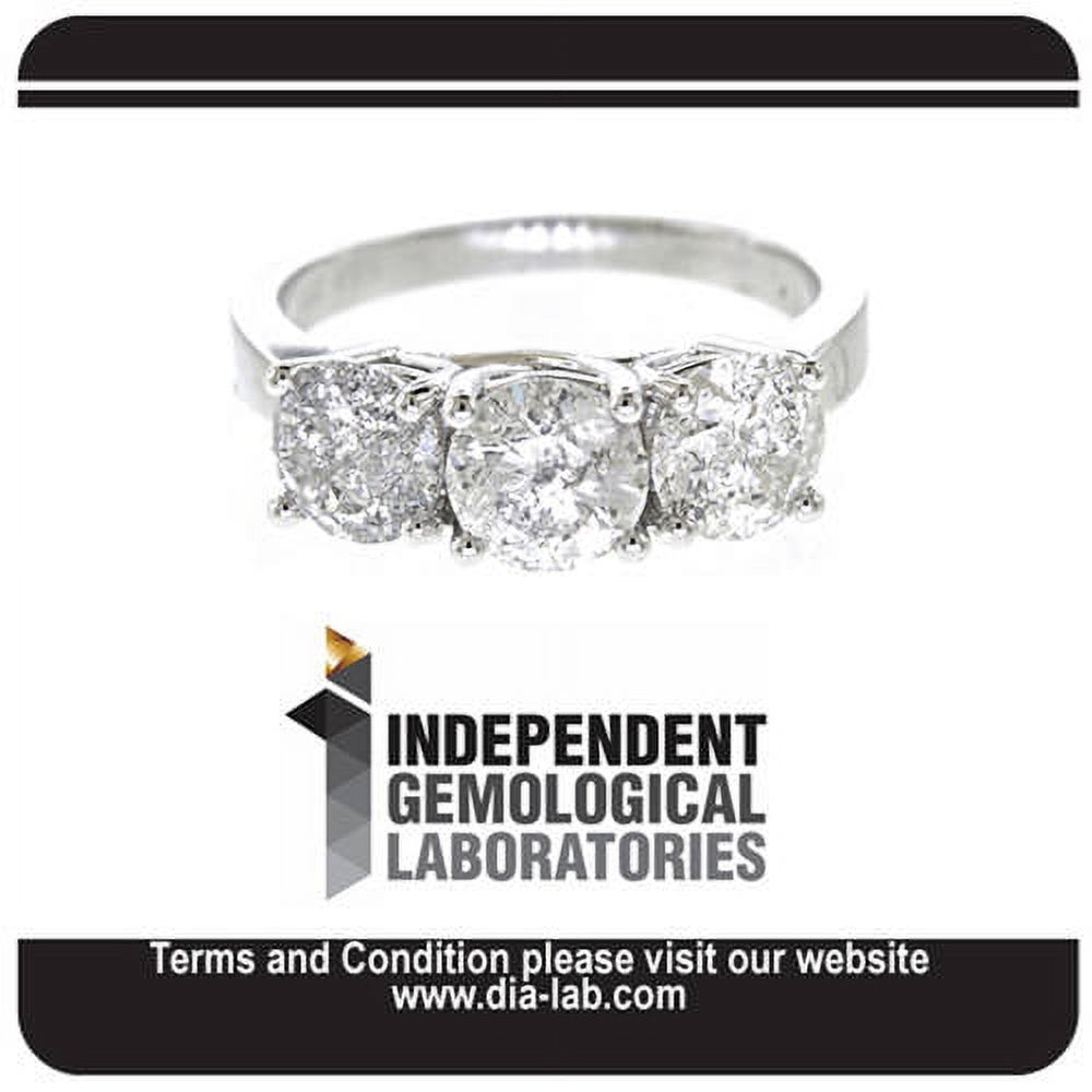Arista 2 ct Round Cut White Diamond 3-Stone Ring 14K White Gold (H-I, I2-I3) - image 5 of 6
