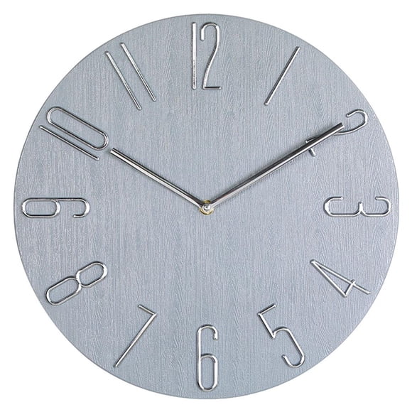 Reloj de pared silencioso y sencillo, funciona con pilas, de 12 pulgadas, con movimiento de barrido redondo. gris