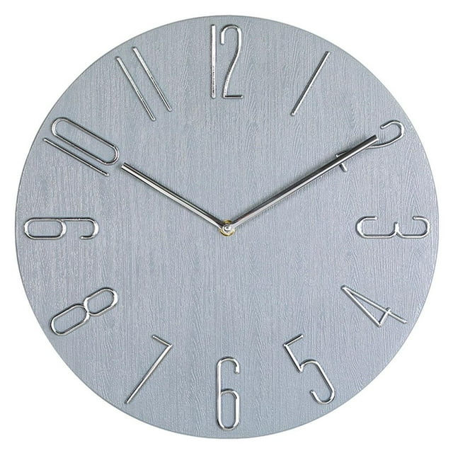 Reloj de pared moderno silencioso de 12 pulgadas, relojes de pared decorativos que funcionan con pilas para gris