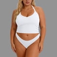 thumbnail image 4 of Craaazy Womens Plus Size Sports Tops Solid Color Racerback Ribbed Sleeveless Built-in Bra Crop Tank Tops for Workout Gift, 4 of 6