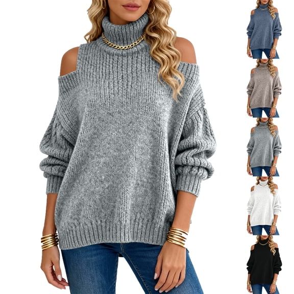 Wutalume Women's Relaxed Loose Long Sleeve Turtleneck Pullover Solid Color Knit Sweater, Cozy Winter Top, Soft Fabric for All Day Comfort,Black L