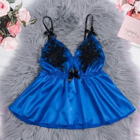 

Floleo Sexy Lingerie For Women Clearance Women V-Neck Satin Sexy Stain Pajamas Bowknot Tops