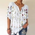 thumbnail image 2 of Pompotops Mode Femmes Imprimé Manches Longues Col en V Poche Hauts Décontractés Blouse, 2 of 6