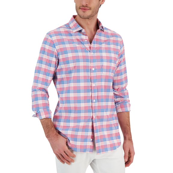 Club Room Mens Malia Classic Fit Button Down Shirt Plaid Pink Combo XL