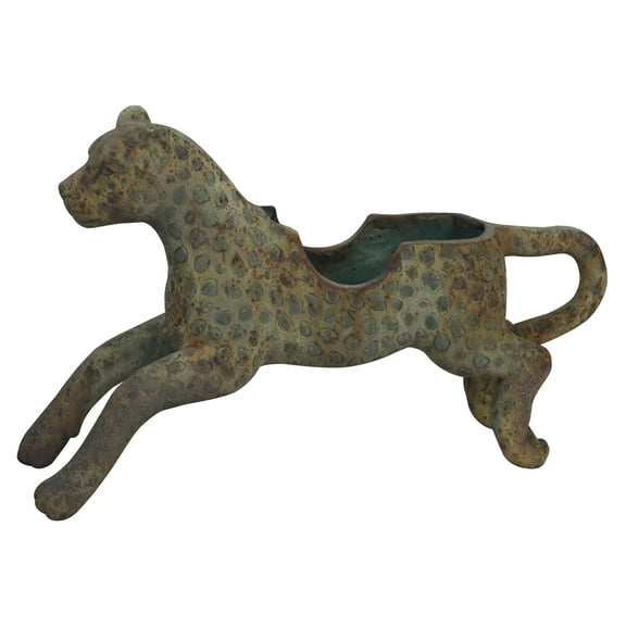 Creative Co-Op Vintage Carousel Leopard Planter, Distressed Multicolor