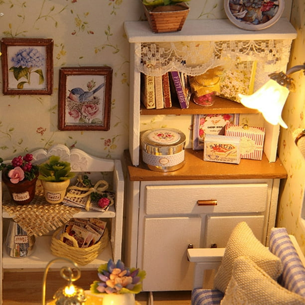 Diy miniature poupée maison meubles kits de meubles en bois romantique  villa moderne cottage puzzle ensemble de jeux auto assemblé pour les filles