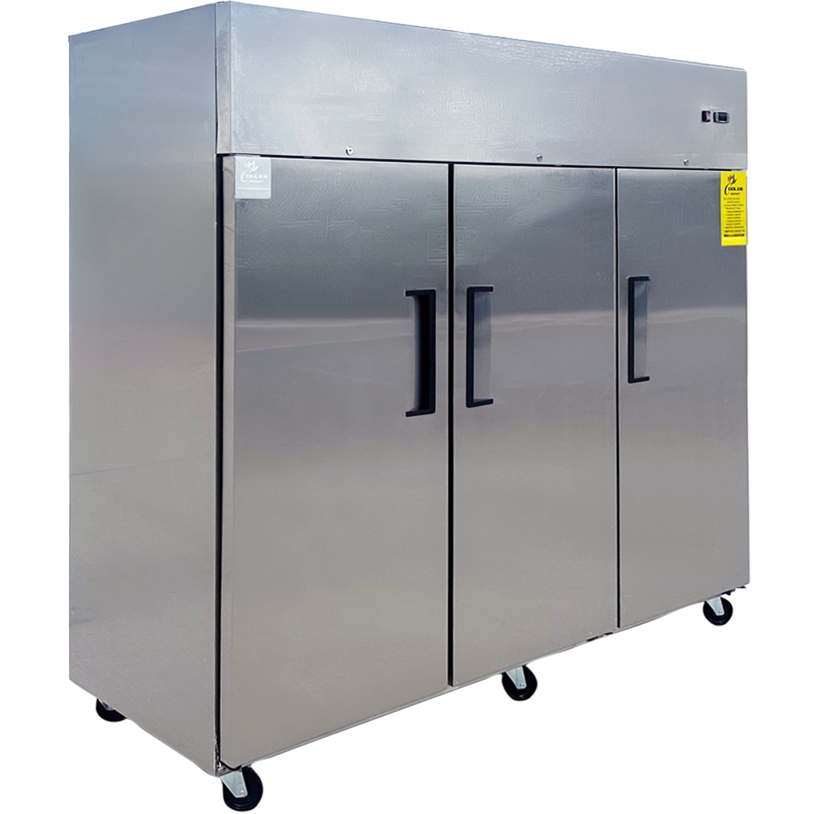 NSF 82 Inch Commercial 3 Door Reach In Refrigerator 66 cu.ft. Stainless Steel Top Mount 115V, ETL R290