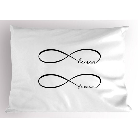 Ambesonne Love Pillow Sham, Infinity Monochrome, 36" X 20", Black White