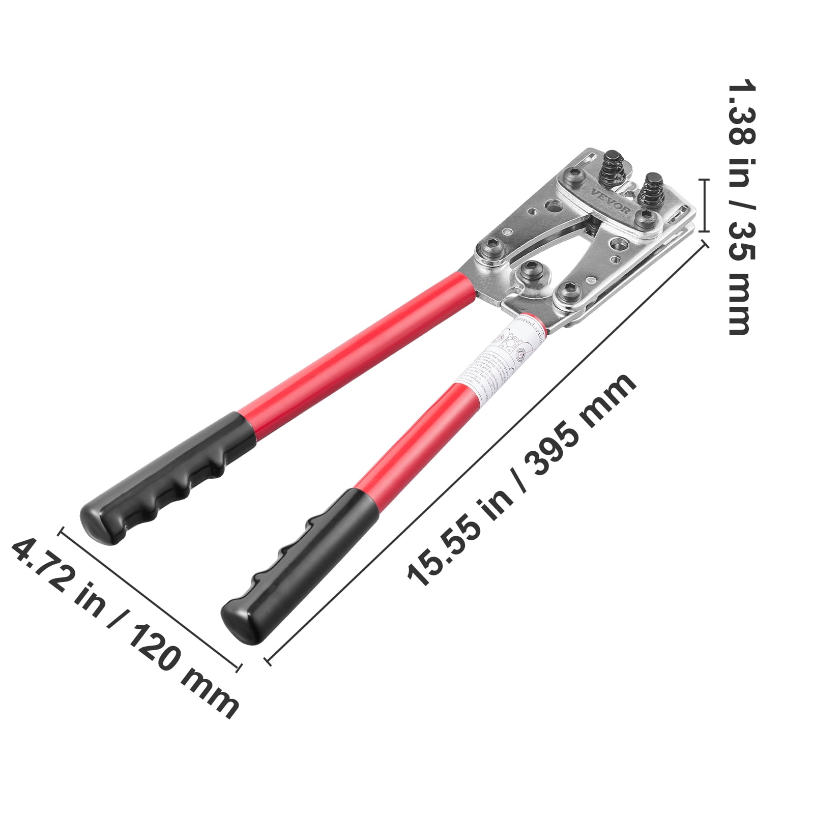 VEVOR Battery Cable Lug Crimping Tool, 10-1/0AWG with Cable Cutter and 48PCS Copper Ring Terminals, 6 Wire Sizes Crimping Die and 100pcs Heat Shrink Tubes, for Heavy Duty Wire Lugs