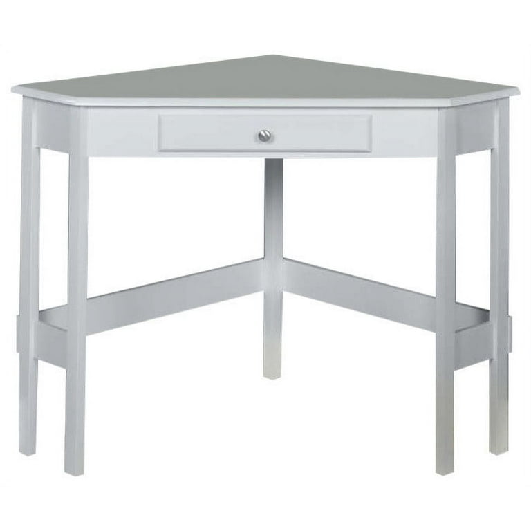 Keira Home Office Corner Workstation Computer Desk White Wood With Storage Drawer