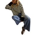 thumbnail image 2 of Women's Oversized Crew Neck Sweater Long Sleeve Knit Pullover Cozy Fall Tops Casual Loose Knitwear Yellow S, 2 of 7